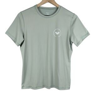 Roxy Women's Enjoy Waves Short Sleeve Rashguard in Light Sage Green Size Medium